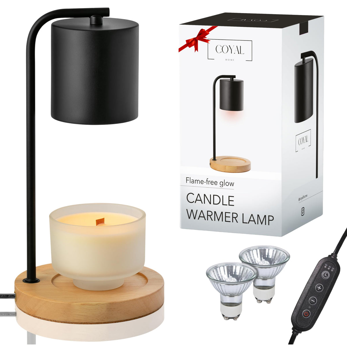 Black Wood Candle Warmer Lamp