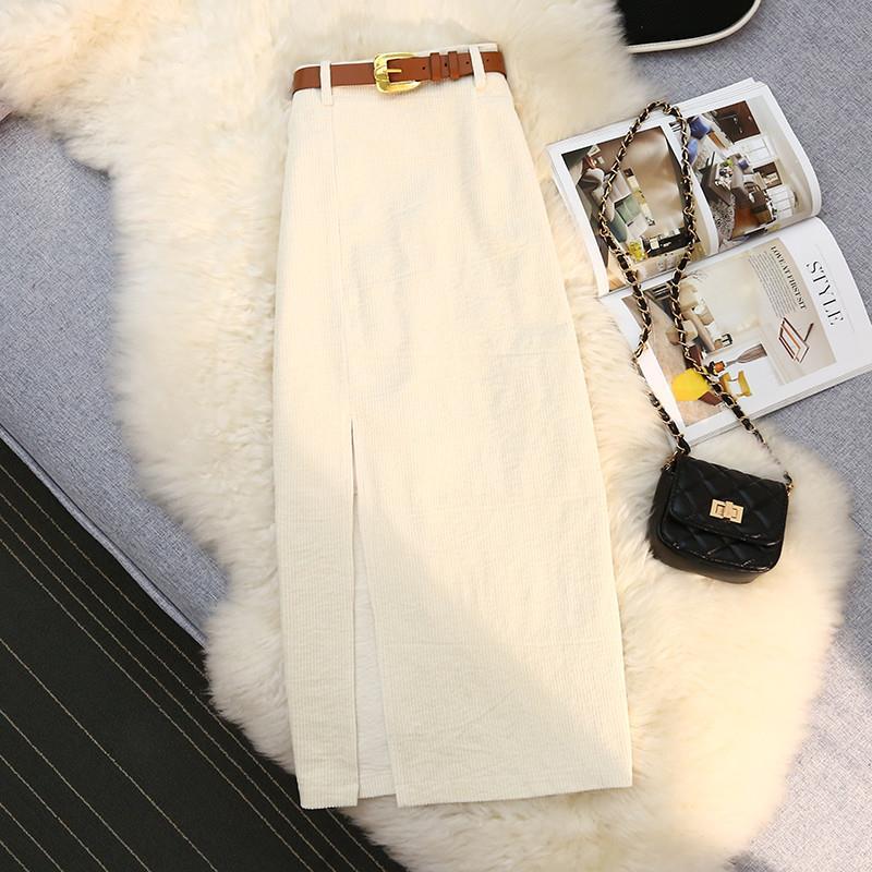 Women's High-Waist Corduroy Skirt
