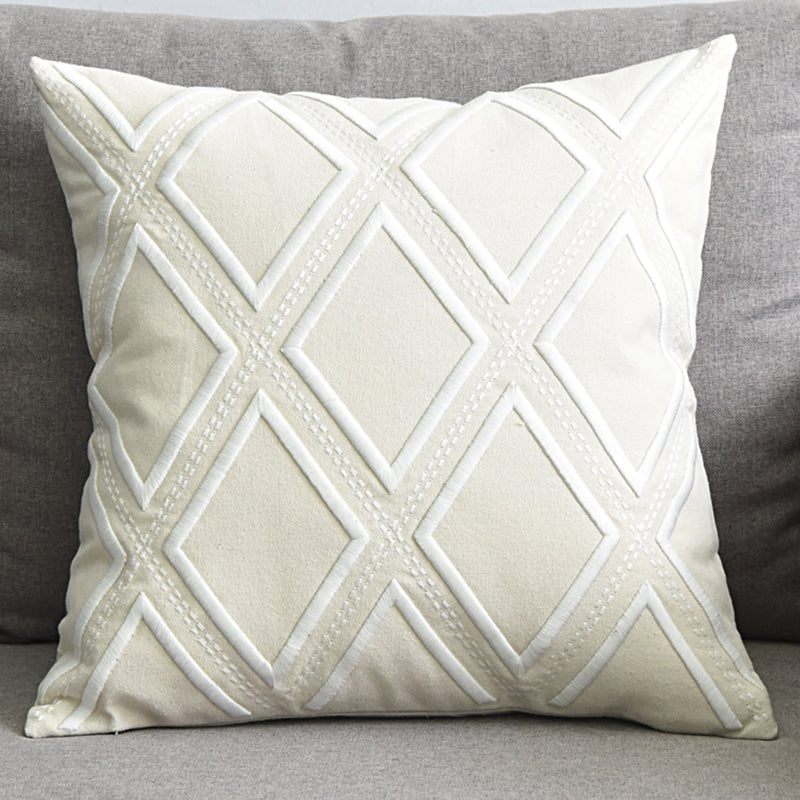 Geometric Embroidered Pillow Cover