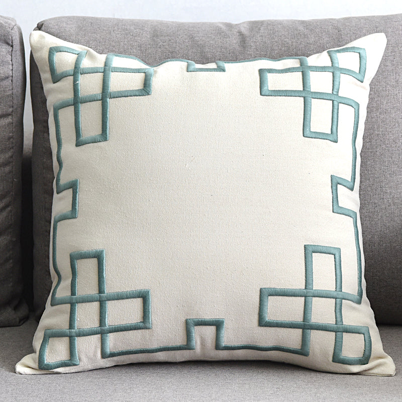 Geometric Embroidered Pillow Cover