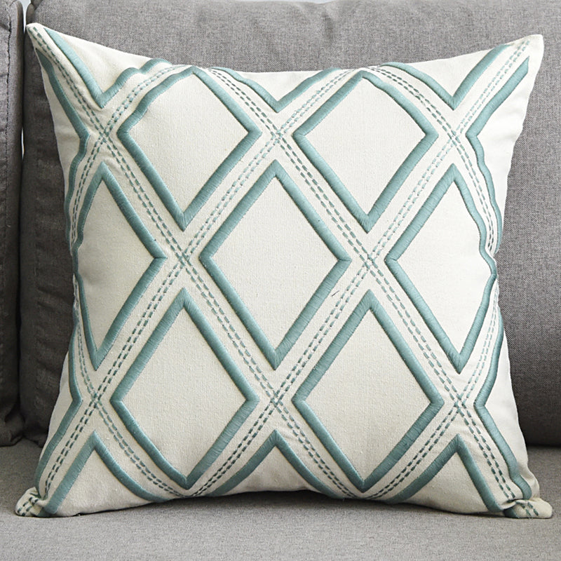 Geometric Embroidered Pillow Cover