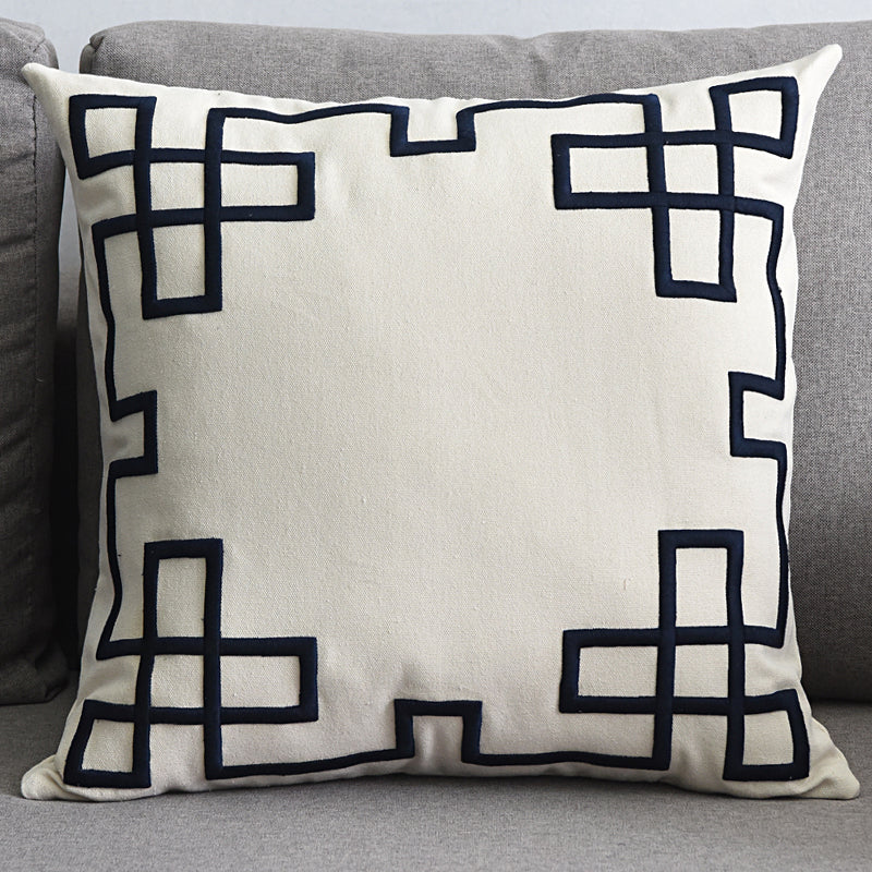 Geometric Embroidered Pillow Cover