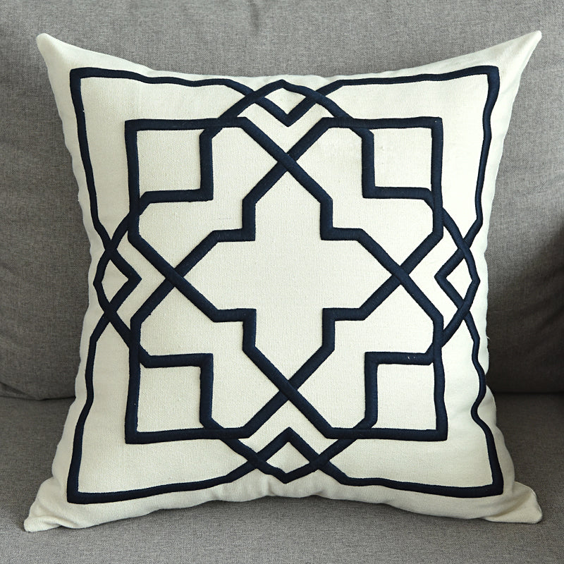 Geometric Embroidered Pillow Cover