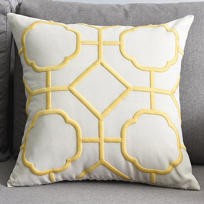 Geometric Embroidered Pillow Cover