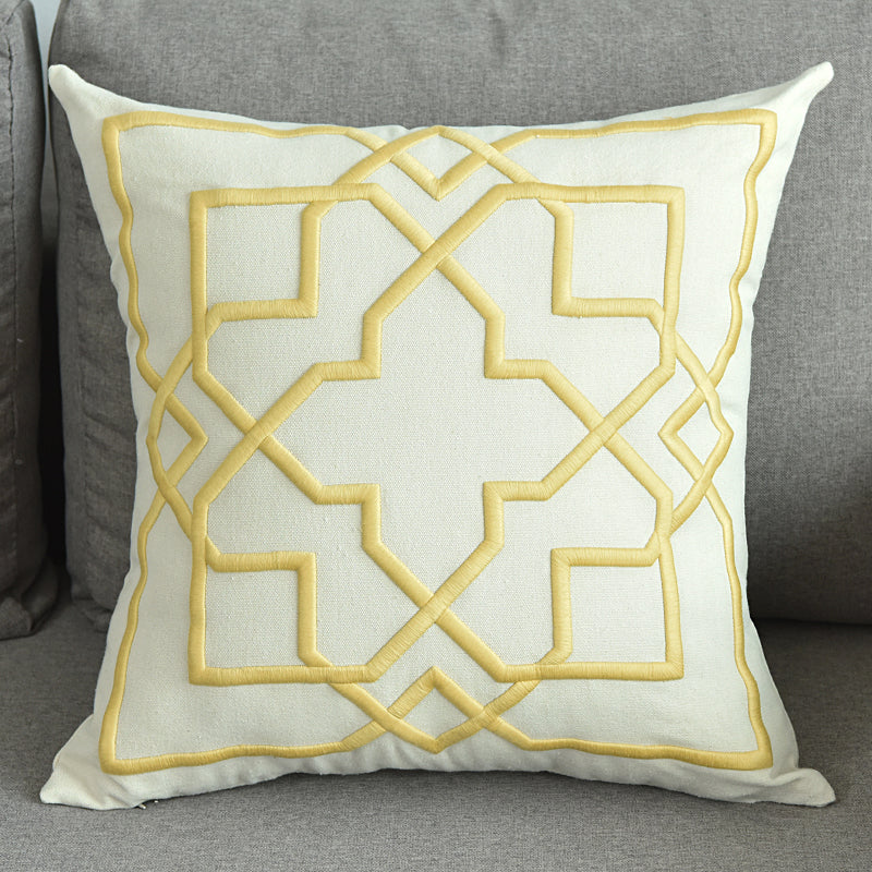 Geometric Embroidered Pillow Cover