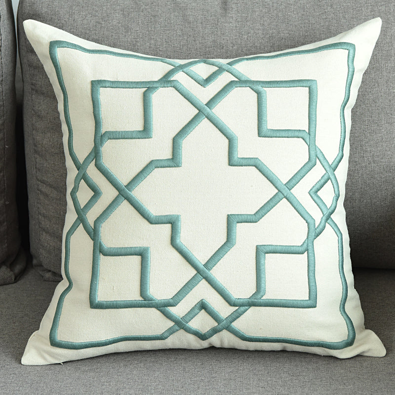 Geometric Embroidered Pillow Cover