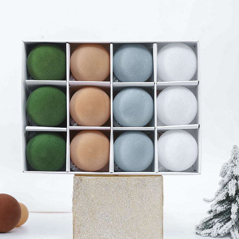 Velvet-Finish Christmas Ornaments — Set of 12