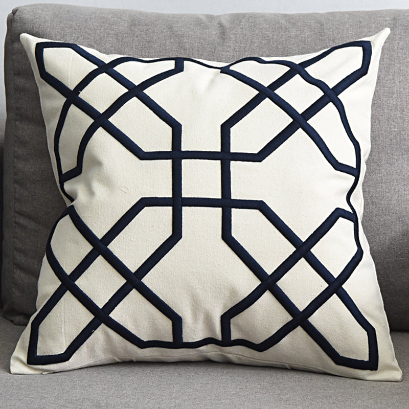 Geometric Embroidered Pillow Cover