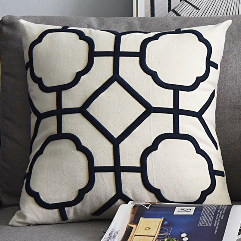 Geometric Embroidered Pillow Cover