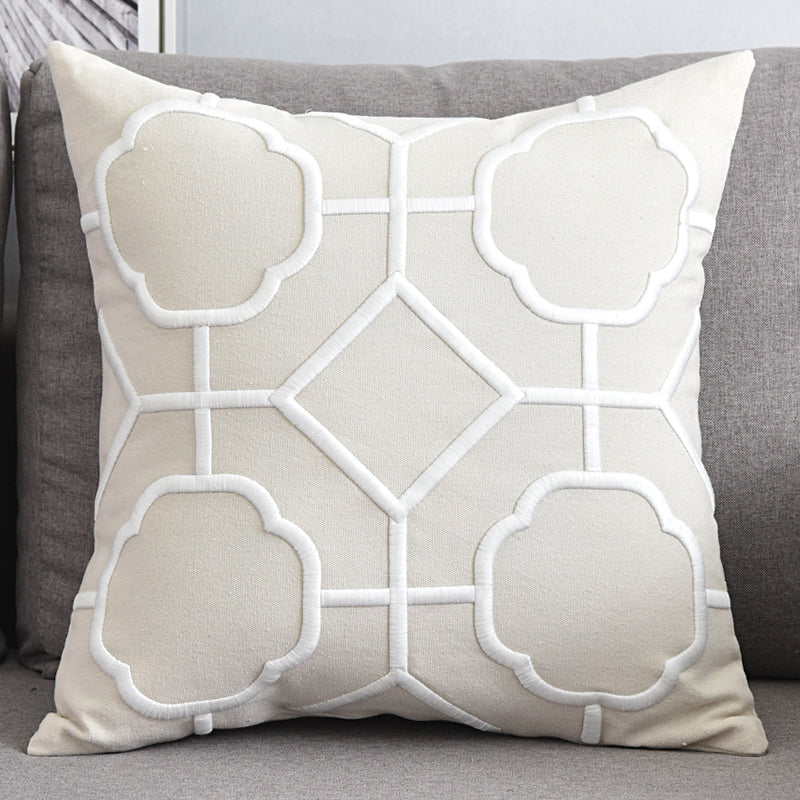 Geometric Embroidered Pillow Cover