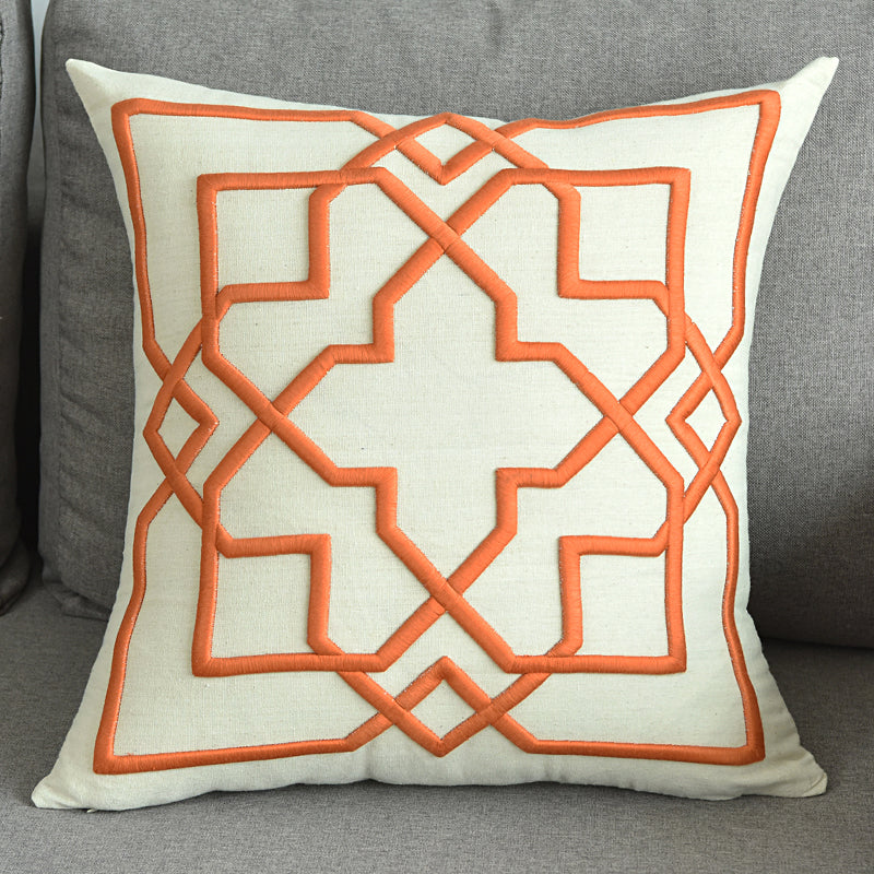 Geometric Embroidered Pillow Cover