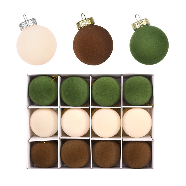 Velvet-Finish Christmas Ornaments — Set of 12