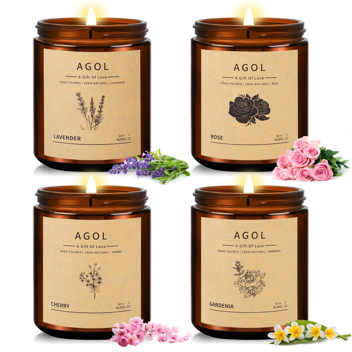 Amber Jar Scented Candle Gift Set — 4 Pack