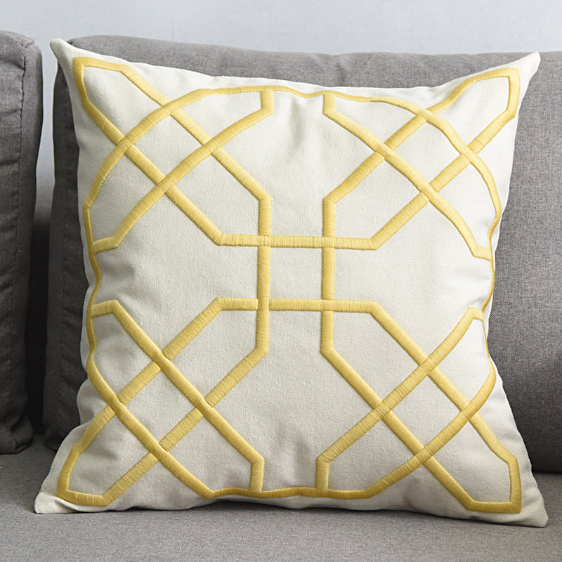 Geometric Embroidered Pillow Cover