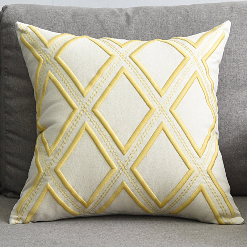 Geometric Embroidered Pillow Cover