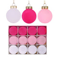 Velvet-Finish Christmas Ornaments — Set of 12