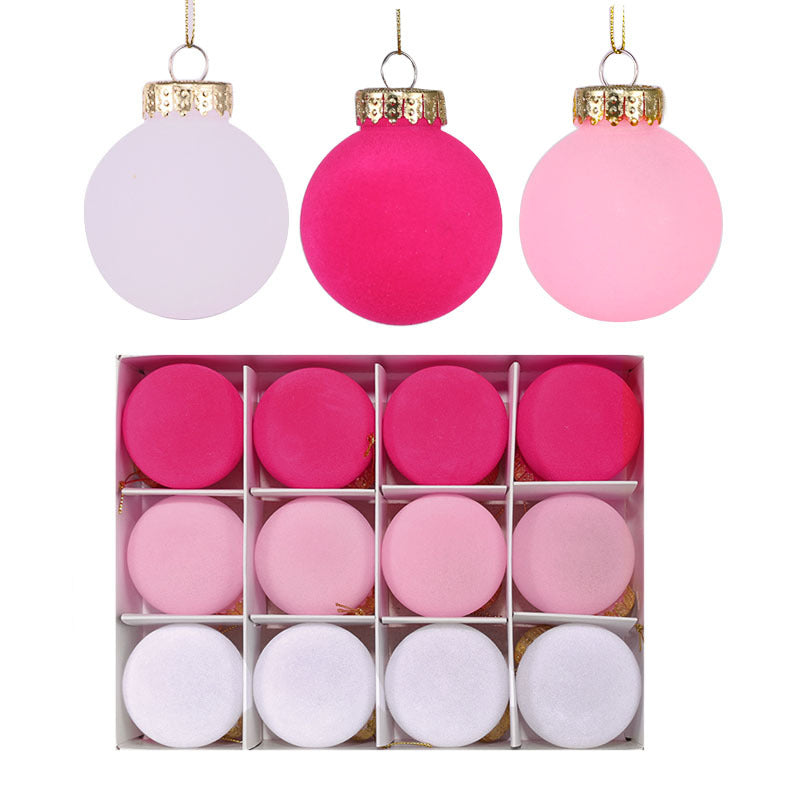 Velvet-Finish Christmas Ornaments — Set of 12