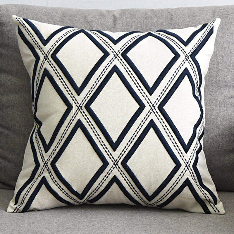 Geometric Embroidered Pillow Cover