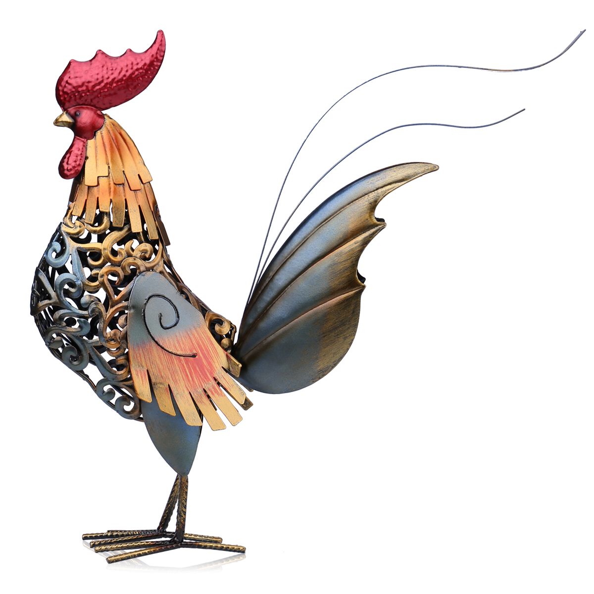 Filigree Metal Rooster Décor Accent
