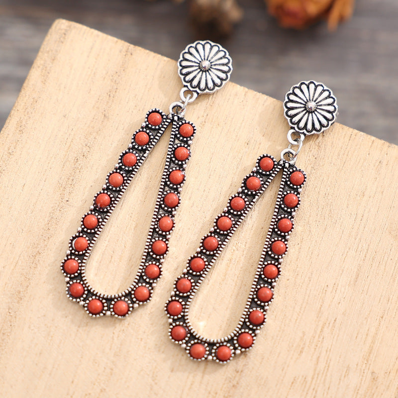 Western Teardrop Openwork Earrings
