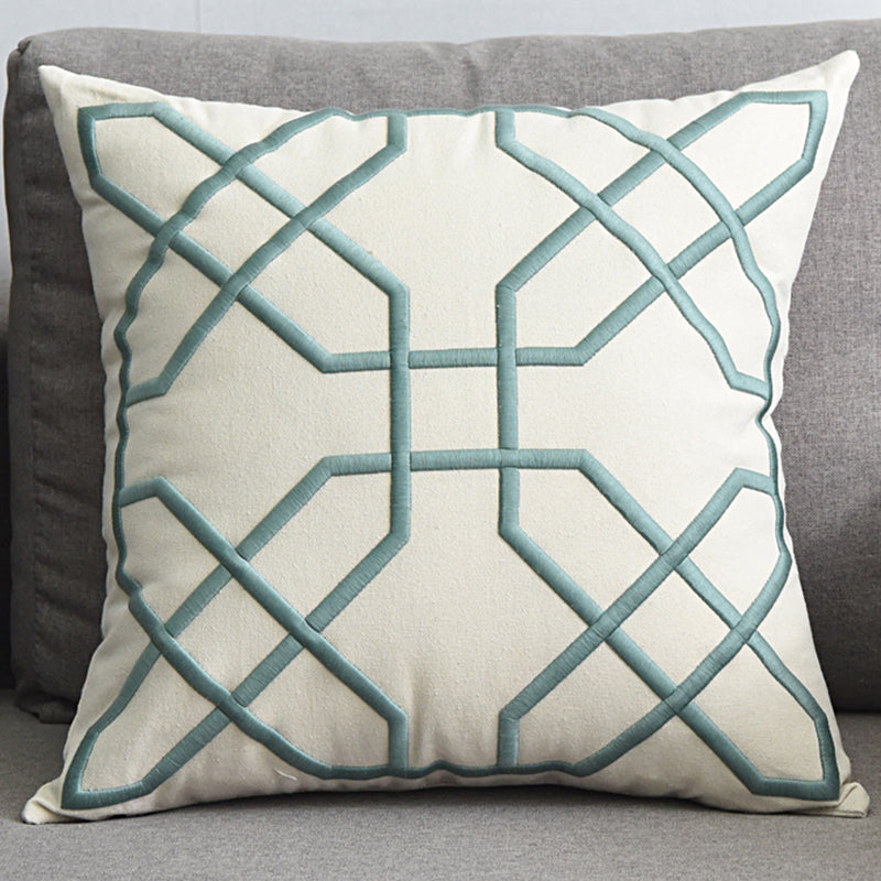 Geometric Embroidered Pillow Cover