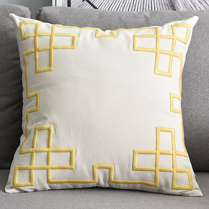 Geometric Embroidered Pillow Cover